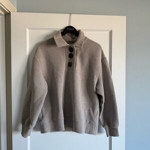 Varley Taupe Button-Up Sweater